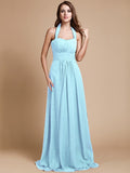 A-Line/Princess Halter Sleeveless Long Ruffles Chiffon Bridesmaid Dresses TPP0005483