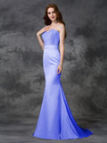 Trumpet/Mermaid Sweetheart Beading Sleeveless Long Satin Chiffon Bridesmaid Dresses TPP0005321