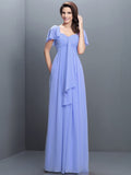 A-Line/Princess Sweetheart Pleats 1/2 Sleeves Long Chiffon Bridesmaid Dresses TPP0005322