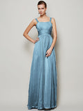 Sheath/Column Straps Sleeveless Pleats Long Chiffon Bridesmaid Dresses TPP0005157