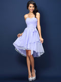 A-Line/Princess Sweetheart Pleats Bowknot Sleeveless Short Chiffon Bridesmaid Dresses TPP0005328