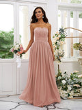 A-Line/Princess Chiffon Ruffles Strapless Sleeveless Floor-Length Bridesmaid Dresses TPP0004948