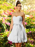 A-Line/Princess Sweetheart Bowknot Sleeveless Short Chiffon Bridesmaid Dresses TPP0005489