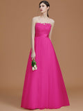 A-Line/Princess Bateau Sleeveless Floor-Length Applique Tulle Bridesmaid Dresses TPP0005365