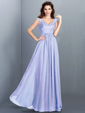 A-Line/Princess Scoop Lace Sleeveless Long Chiffon Bridesmaid Dresses TPP0005303