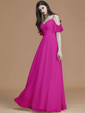 A-Line/Princess Spaghetti Straps Sleeveless Floor-Length Ruffles Chiffon Bridesmaid Dresses TPP0005400