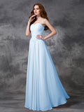 A-line/Princess Sweetheart Sleeveless Ruched Long Chiffon Bridesmaid Dresses TPP0005267