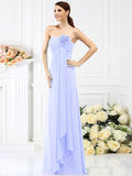 A-Line/Princess Strapless Hand-Made Flower Sleeveless Long Chiffon Bridesmaid Dresses TPP0005590