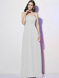 Sheath/Column Spaghetti Straps Sleeveless Pleats Long Chiffon Bridesmaid Dresses TPP0005447