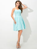 A-Line/Princess Sweetheart Pleats Sleeveless Short Chiffon Bridesmaid Dresses TPP0005491