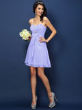 A-Line/Princess Sweetheart Beading Sleeveless Short Chiffon Bridesmaid Dresses TPP0005052