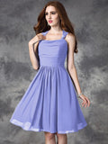 A-line/Princess Straps Ruffles Sleeveless Short Chiffon Bridesmaid Dresses TPP0005517