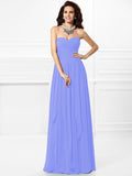 A-Line/Princess Sweetheart Pleats Ruffles Sleeveless Long Chiffon Bridesmaid Dresses TPP0003265