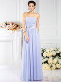 A-Line/Princess Strapless Pleats Sleeveless Long Chiffon Bridesmaid Dresses TPP0005716