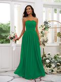 A-Line/Princess Chiffon Ruffles Strapless Sleeveless Floor-Length Bridesmaid Dresses TPP0004948