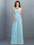 A-Line/Princess Strapless Rhinestone Sleeveless Long Chiffon Bridesmaid Dresses TPP0005471