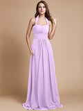 A-Line/Princess Halter Sleeveless Long Ruffles Chiffon Bridesmaid Dresses TPP0005483