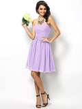 A-Line/Princess Sweetheart Pleats Sleeveless Short Chiffon Bridesmaid Dresses TPP0005177