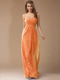 Sheath/Column Sweetheart Sleeveless Long Beading Ruffles Chiffon Bridesmaid Dresses TPP0005772