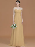 A-Line/Princess Sweetheart Sleeveless Sweep/Brush Train Beading Chiffon Bridesmaid Dresses TPP0005600