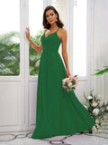 A-Line/Princess Chiffon Ruched V-neck Sleeveless Floor-Length Bridesmaid Dresses TPP0004928