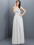 Sheath/Column Strapless Sleeveless Long Satin Bridesmaid Dresses TPP0005853