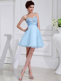 A-Line/Princess Beading Sweetheart Sleeveless Applique Elastic Woven Satin Organza Bridesmaid Dresses TPP0005651