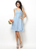 A-Line/Princess Straps Lace Sleeveless Short Bridesmaid Dresses TPP0005042