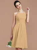 A-Line/Princess Halter Sleeveless Ruched Short/Mini Chiffon Bridesmaid Dresses TPP0005152