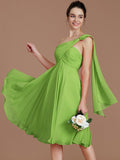 A-Line/Princess One-Shoulder Sleeveless Ruched Short/Mini Chiffon Bridesmaid Dresses TPP0005025