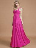 A-Line/Princess Sweetheart Sleeveless Ruched Floor-Length Chiffon Bridesmaid Dresses TPP0005051