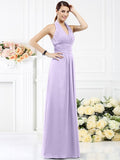 A-Line/Princess Halter Pleats Sleeveless Long Chiffon Bridesmaid Dresses TPP0005502