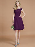 A-Line/Princess Bateau Sleeveless Lace Short/Mini Chiffon Bridesmaid Dresses TPP0005467