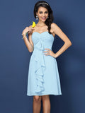 A-Line/Princess Sweetheart Pleats Sleeveless Short Chiffon Bridesmaid Dresses TPP0005469