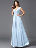 A-Line/Princess V-neck Sleeveless Long Chiffon Bridesmaid dresses TPP0005278