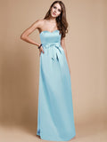 Sheath/Column Sweetheart Sleeveless Long Bowknot Satin Bridesmaid Dresses TPP0005678