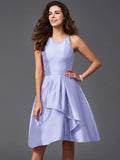 A-Line/Princess Scoop Ruffles Sleeveless Short Taffeta Bridesmaid Dresses TPP0005721