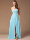 Sheath/Column Sweetheart Sleeveless Long Ruffles Chiffon Bridesmaid Dresses TPP0005183