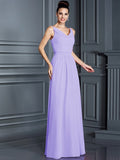 A-Line/Princess Spaghetti Straps Sleeveless Long Chiffon Bridesmaid Dresses TPP0005714