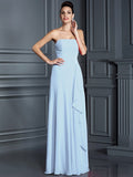 A-Line/Princess Strapless Beading Sleeveless Long Chiffon Bridesmaid Dresses TPP0005573