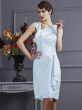 Sheath/Column Sleeveless Applique Short Taffeta Bridesmaid Dresses TPP0005248