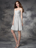 A-line/Princess Sweetheart Ruffles Sleeveless Short Chiffon Bridesmaid Dresses TPP0005552