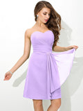 Sheath/Column Sweetheart Pleats Sleeveless Short Chiffon Bridesmaid Dresses TPP0005639