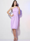 Sheath/Column One-Shoulder Sleeveless Beading Short Chiffon Bridesmaid Dresses TPP0005787