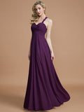 A-Line/Princess Sweetheart Sleeveless Ruched Floor-Length Chiffon Bridesmaid Dresses TPP0005051