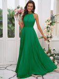 A-Line/Princess Chiffon Ruffles Halter Sleeveless Floor-Length Bridesmaid Dresses TPP0004922