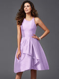 A-Line/Princess Scoop Ruffles Sleeveless Short Taffeta Bridesmaid Dresses TPP0005721