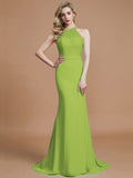 Trumpet/Mermaid Sleeveless Scoop Sweep/Brush Train Chiffon Bridesmaid Dresses TPP0005142