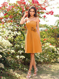 A-Line/Princess Sweetheart Hand-Made Flower Sleeveless Short Chiffon Bridesmaid Dresses TPP0005724