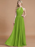 A-Line/Princess Chiffon Scoop Sleeveless Floor-Length Bridesmaid Dresses TPP0005219